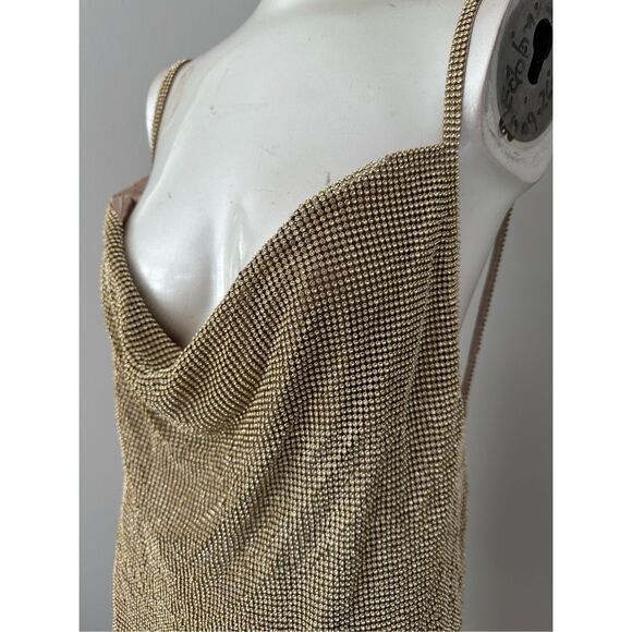 SNDYS Crystal Glass Cowl Neck Backless Sunset Mini Dress Gold $108 - Picture 6 of 11
